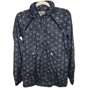 Lululemon Navy Blue Geometric Starburst Half Zip Windbreaker Jacket Size 4‎